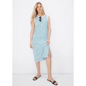 KULE the Tank Dress in White/Royal Blue Stripe Size XS Cotton Sleeveless Midi